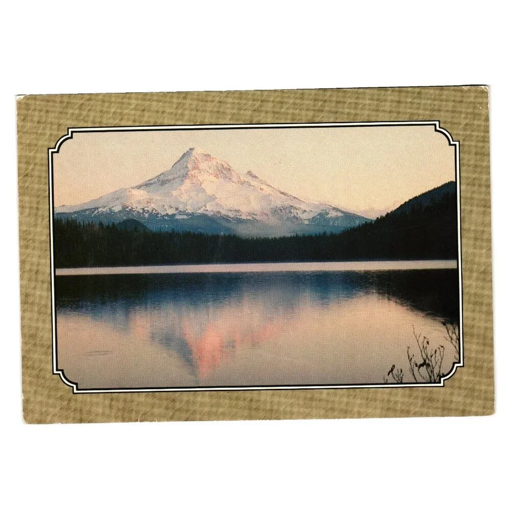 Vintage Silver Cascade Postcard Featuring Snow Capped Mountain Lake Reflection